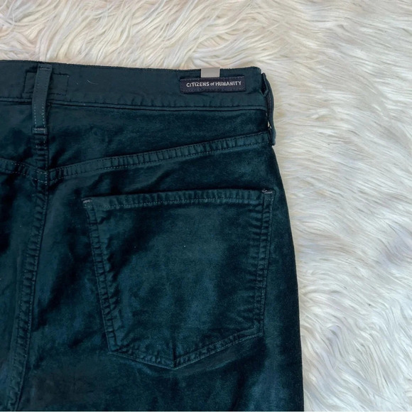 Citizens Of Humanity Demy Cropped Velvet Flare Pant Midnight Green Plush 29 - Picture 13 of 13